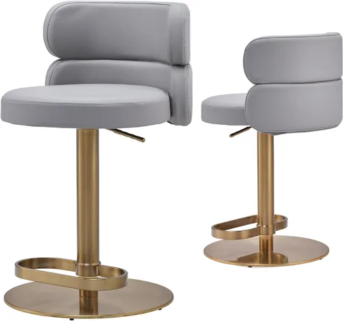 Miniatura 9 de Taburetes de bar de terciopelo modernos giratorios de altura ajustable para encimera de cocina, taburetes de bar con reposapiés para sala de estar