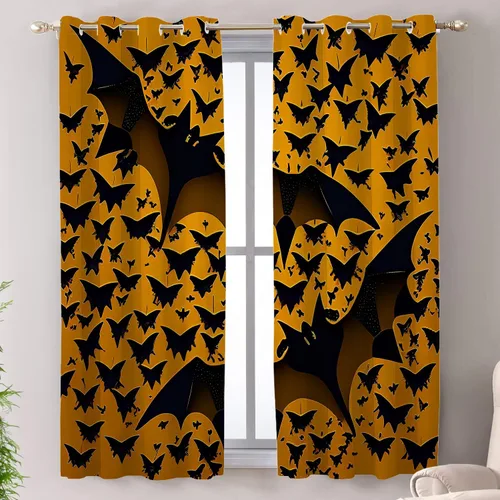 Miniatura 114 de Shrahala Cortinas de hojas de arce otoñales para ventanas de cocina, hojas rojas ardientes, fondo marrón, paneles de cortina de ventana de poliéster