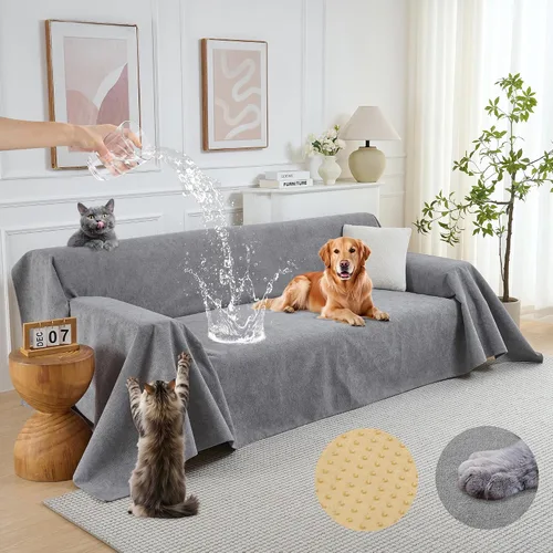 Miniatura 9 de PuTian Funda de sofá 100% impermeable para perros, antiarañazos, lavable, antideslizante, manta de funda de 2 cojines para sofá silla reclinable