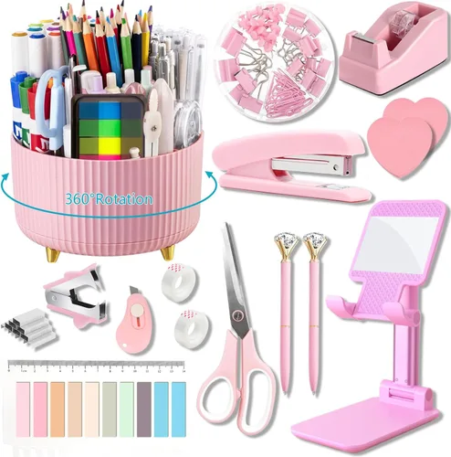 Miniatura 20 de Suministros de oficina, accesorios de escritorio negros, juego de suministros de oficina, juego de grapadora y dispensador de cinta, tijeras