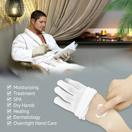Miniatura 5 de Evridwear Guantes de algodón hidratantes unisex con puntas táctiles para eczema, cosmética, manos secas, terapia para piel sensible e irritada