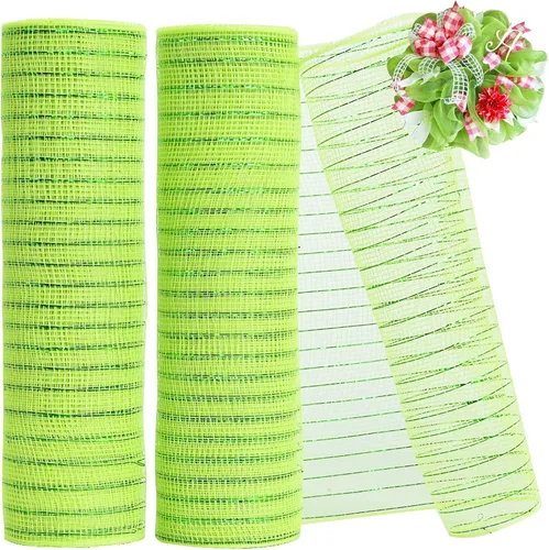 Miniatura 16 de TONIFUL 2 rollos de cinta de malla decorativa blanca de 10 pulgadas, malla de tela con papel de aluminio para suministros de corona de malla, corona