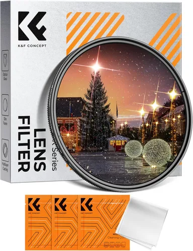 K&F CONCEPT 82mm Filtro Variable de Estrellas Cruzado Filtro de Estrellas de 4, 8 Puntos -18 Capas de Recubrimiento Ultra Delgado de Vidrio Óptico