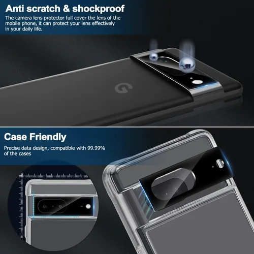 Miniatura 4 de LYWHL [Paquete de 2+2] Protector de pantalla de privacidad para Google Pixel 7 con protector de lente de cámara, vidrio templado antiespía