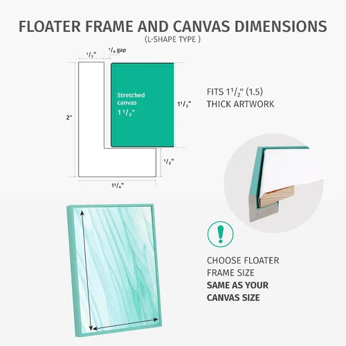 Miniatura 4 de Pixy Canvas Marco flotante de 22 x 28 pulgadas para pinturas de lienzo de 1.5 pulgadas de profundidad, paneles de madera y tableros de lienzo Blanco