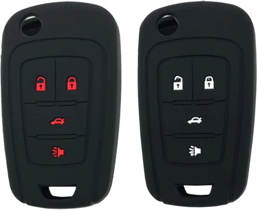 Miniatura 5 de Funda Protectora de Silicona para Llavero Compatible con Chevy Camaro Cruze Malibu Equinox Sonic Impala Llavero de Entrada sin Llave (Negro)