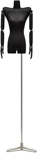 Miniatura 9 de Adjustable Black Female Mannequin Dress Form, 65.7-87.4 inch, Detachable Arms & Head, Size S/Small, Perfect for Jewelry Display & Fashion Retail