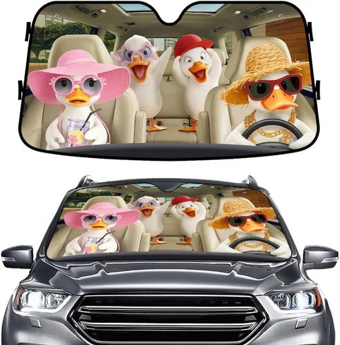 Miniatura 45 de GENANY - Cubierta de parabrisas de flamenco para automóvil, SUV, camión (55 x 30 pulgadas), protector térmico plegable, persianas para ventanas