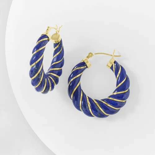 Miniatura 4 de Ross-Simons Pendientes de aro con piedras preciosas talladas con oro amarillo de 14 quilates