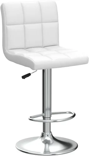 Miniatura 4 de Taburetes de bar de leopardo, moderno taburete giratorio ajustable de piel sintética con espalda, juego de 2 (blanco)