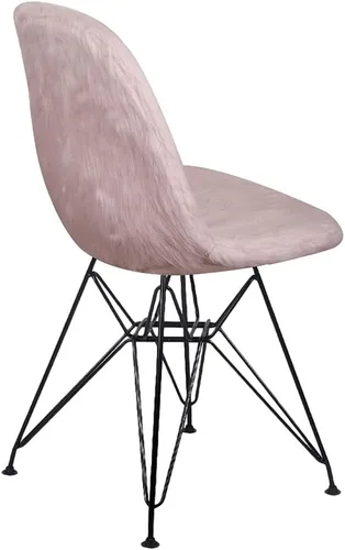 Miniatura 6 de GIA Juego de 1 funda de piel sintética con patas de metal contemporáneas sin brazos y funda extraíble para silla, color rosa champán