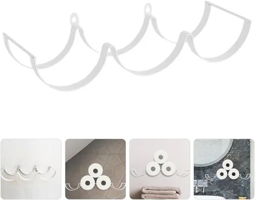 Miniatura 2 de STOBAZA Soporte de papel higiénico en forma de onda, soporte de pared, estante de pañuelos de 14.76 x 4.33 x 2.95 pulgadas, organizador de baño