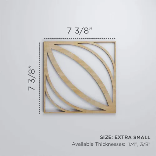 Miniatura 2 de 7 3/8"W X 7 3/8"H Extra Pequeña Otis Decorativos Paneles De Pared De Madera De Calado, Hickory