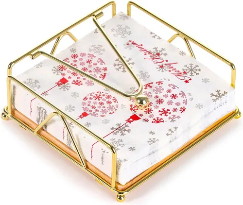 Miniatura 8 de Juego de 4 servilletas de metal con salero y pimentero, base de madera, moderno servilletero plano para mesa, decoración de mesa de cocina, cóctel