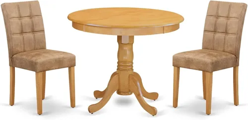 Miniatura 15 de East West Furniture ANAS3-AWA-08 Juego de mesa de comedor de cocina de 3 piezas contiene una mesa moderna y 2 sillas de comedor tapizadas de tela