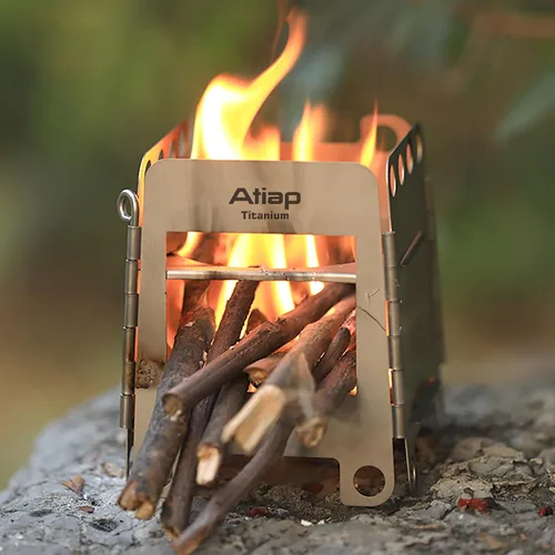 Miniatura 5 de Estufa de leña plegable de titanio Estufa de camping para mochileros Estufa portátil de alcohol para acampar al aire libre Picnic