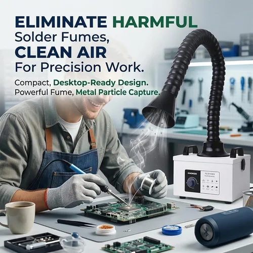 Miniatura 3 de FES150S - Extractor de humo de soldadura de 100 W, 200 m³/h (117 CFM) Potente absorbente de humo de succión con filtración H13 HEPA de 3 etapas