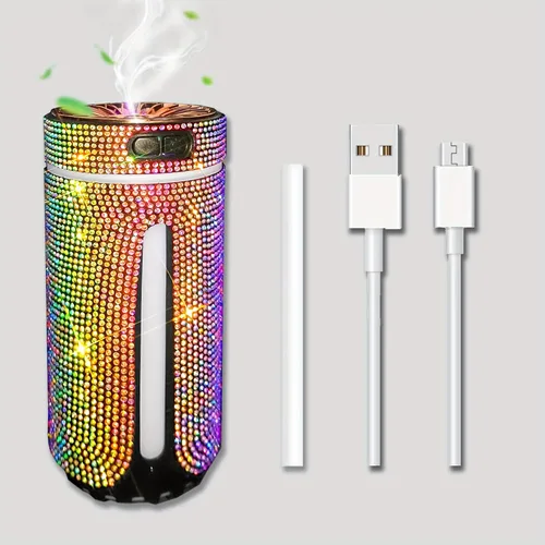 Miniatura 9 de Humidificador de coche con diamantes de imitación, humidificador USB de aceite esencial para coche, humidificador de aromaterapia, portátil, mini
