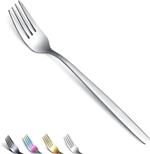 Berglander Juego de 6 tenedores de cena de acero inoxidable, juego de tenedores y cucharas de cubiertos, cucharas y tenedores
