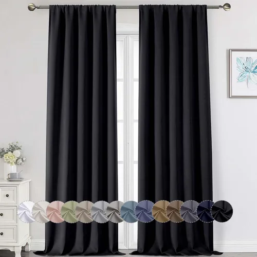 Miniatura 59 de Cortinas opacas para dormitorio, sala de estar, juego de 2 paneles de 54 pulgadas de largo, cortinas de oscurecimiento de habitación con aislamiento
