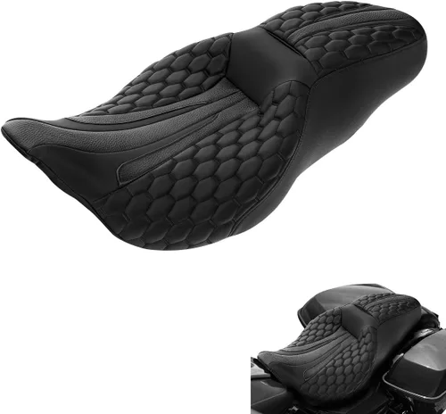Miniatura 12 de TCT-MOTORPARTS Asiento de pasajero negro para Harley Touring Electra Glide 2009-2023