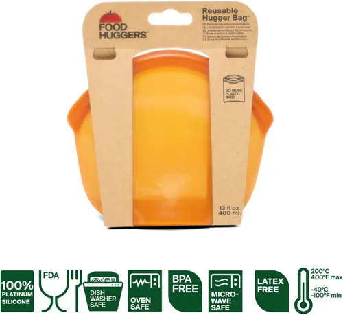 Miniatura 2 de Food Huggers Hugger Bags - Bolsa reutilizable de silicona para almuerzo y aperitivos Almacenamiento duradero, sin BPA, apta para lavavajillas