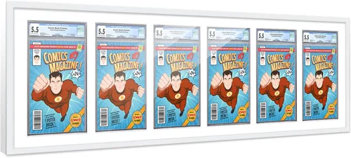 Miniatura 66 de Marco de cómic con paspartú para 8 CGC, CBCS o PGX Graded Comics - Marco de cómic blanco para cómics de 8.125 x 13 pulgadas Marco blanco