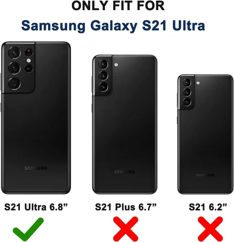 Miniatura 7 de Funda para Samsung Galaxy S21 Ultra con funda de clip para cinturón, 2 protectores de pantalla, cuerpo completo resistente, a prueba de golpes, a