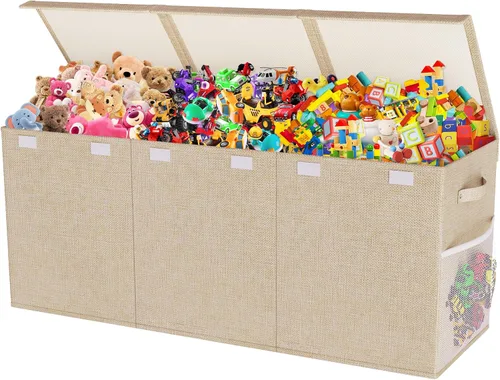 Miniatura 8 de Mabahoo Caja de Juguetes Extra Grande, Cofre de Juguetes Plegable y Resistente para Niños y Niñas, 40"x14"x16" Organizador de Almacenamiento