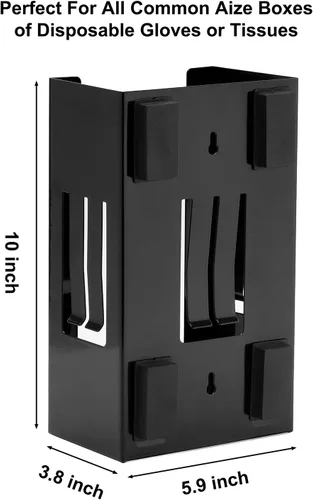 Miniatura 3 de CASOMAN Paquete de 2 dispensadores magnéticos para guantes y pañuelos, negro y rojo, capacidad de 8 libras, montaje en pared, soporte para guantera