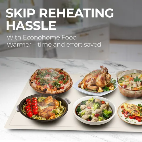 Miniatura 6 de EconoHome Bandeja de calentamiento eléctrica, tapete eléctrico de superficie completa para calentar alimentos, calentamiento rápido, enrollable