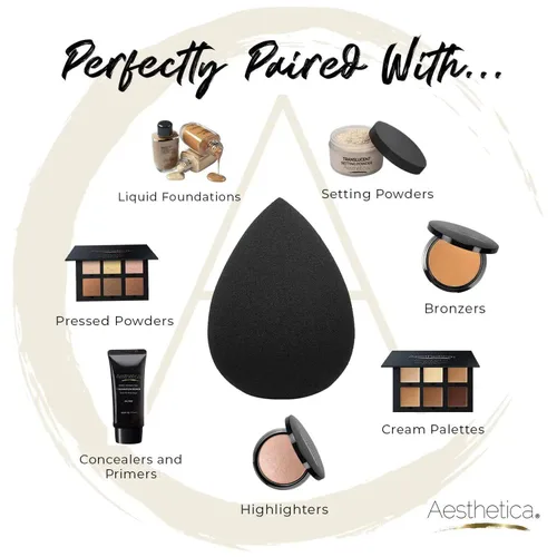 Miniatura 5 de Esponja aplicadora de maquillaje Aesthetica, sin látex y vegana, para polvo, crema o líquidos, una pieza