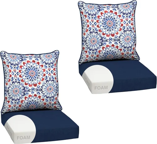 Miniatura 147 de Arden Outdoor Deep Seat Cushion Set, 24 x 24 pulgadas, Cojín para patio resistente al clima, a la lluvia y a la decoloración para silla, sofá y sofá
