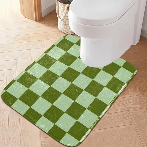 Miniatura 8 de Tapete de baño a cuadros negros y morados, suave, absorbente, lavable, tapete de baño para suelo de baño, tapete de baño antideslizante para baño