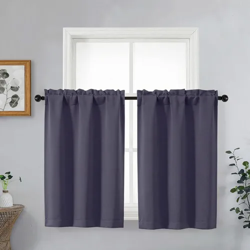 Miniatura 192 de OVZME Cortinas opacas turquesa para tratamiento de ventanas pequeñas, cortinas cortas con bloqueo de luz para ventana de cocina sobre el fregadero