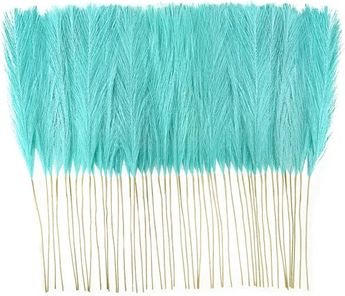 Miniatura 34 de obbsie 50 piezas de decoración de hierba de pampa falsa naranja quemado, 21.6 pulgadas de hierba pomposa artificial corta de otoño, ramas de hierba