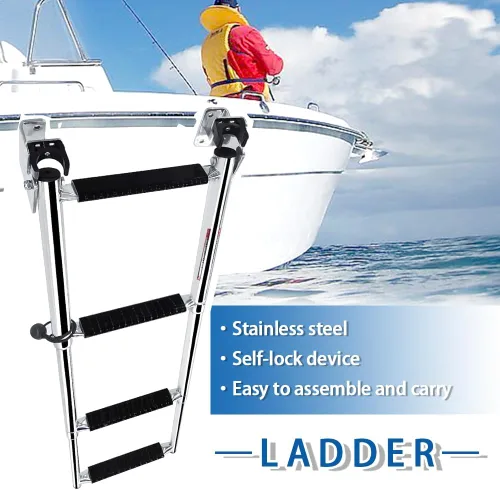 Miniatura 2 de Escalera plegable de acero inoxidable para barco, escalera de natación portátil, escalera telescópica para yates marinos y más (8581S4)