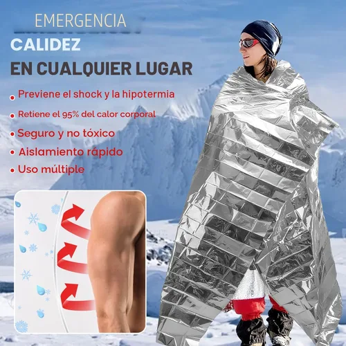 Miniatura 7 de SecuCaptain Mantas de supervivencia térmicas de emergencia: Kit de manta espacial de Mylar extra grande de 84” x 63” para camping al aire libre