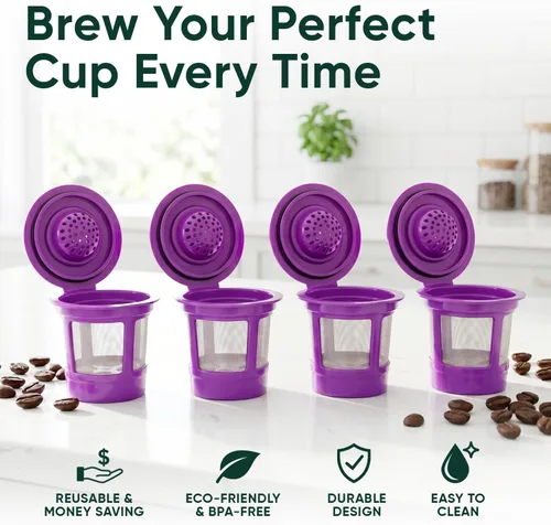 Miniatura 2 de Cápsulas de filtro de café reutilizables K Cups para máquinas Keurig 1.0 y 2.0 – K-Cup recargable se adapta a K-Duo, K-Classic, K-Elite, K-Select