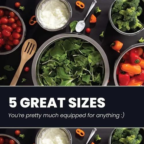 Miniatura 2 de WHYSKO Meal Prep - Juego de tazones para mezclar de acero inoxidable, organizadores para el hogar, el refrigerador y la cocina, ecológicos, Rojo
