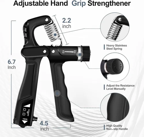Miniatura 3 de Kits de entrenamiento de fuerza de agarre (paquete de 5), fortalecedor de antebrazo con resistencia ajustable, probador de fuerza de agarre