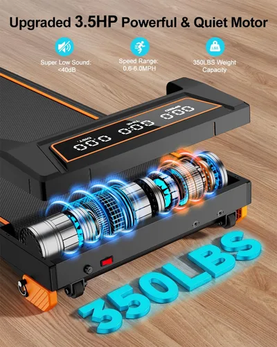 Miniatura 7 de Rayspace Almohadilla para caminar con 12% de inclinación/altura ajustable, almohadilla mejorada de 3.5 HP con barra de asa, caminadora plegable 4
