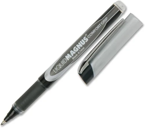 SKILCRAFT 7520-01-587-7791 Bolígrafo de punta fina Liquid Magnus Comfort Grip, 0.028 in, tinta negra (paquete de 4)