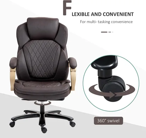 Miniatura 7 de Vinsetto Silla de oficina ejecutiva grande y alta con asiento ancho, silla de escritorio para computadora con respaldo alto costuras de diamante