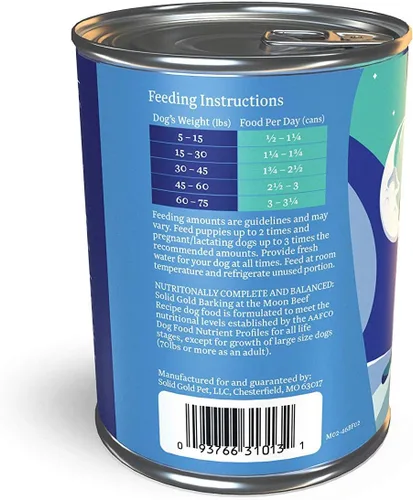 Miniatura 4 de Solid Gold Alimento húmedo para perros con alto contenido de proteínas, ladrando en la luna, sin granos con carne de res real, lata de 6