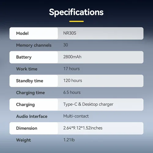 Miniatura 11 de Retevis NR30S Radio de 2 vías de largo alcance, IP67 radios bidireccionales impermeables con micrófono, cancelación de ruido, 2800 mAh, llamada