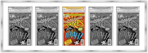 Miniatura 104 de Marco de cómic negro con alfombrilla negra para cómics de la Edad Dorada