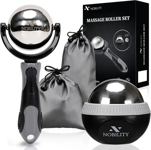 Nobility Rodillo de Bola de Masaje – Hielo Frío y Caliente para Tejidos Profundos y Alivio de Músculos Adoloridos de Rigidez y Estrés, Cuerpo, Gris
