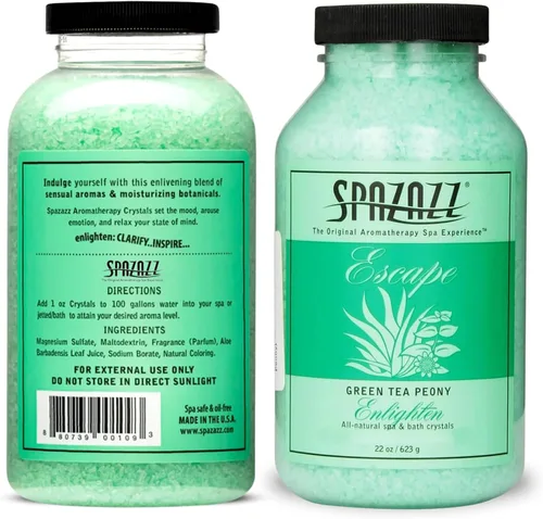 Miniatura 2 de Spazazz Cristales de aromaterapia para bañera de hidromasaje, peonía de té verde de 22 onzas, paquete de 2 unidades, aromaterapia para bañera