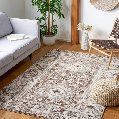 Miniatura 9 de SAFAVIEH Vintage Hamadan Collection Alfombra - 5'3" x 7'6", Rojo & Multi, Diseño tradicional persa, que no desprende pelusa y fácil de limpiar